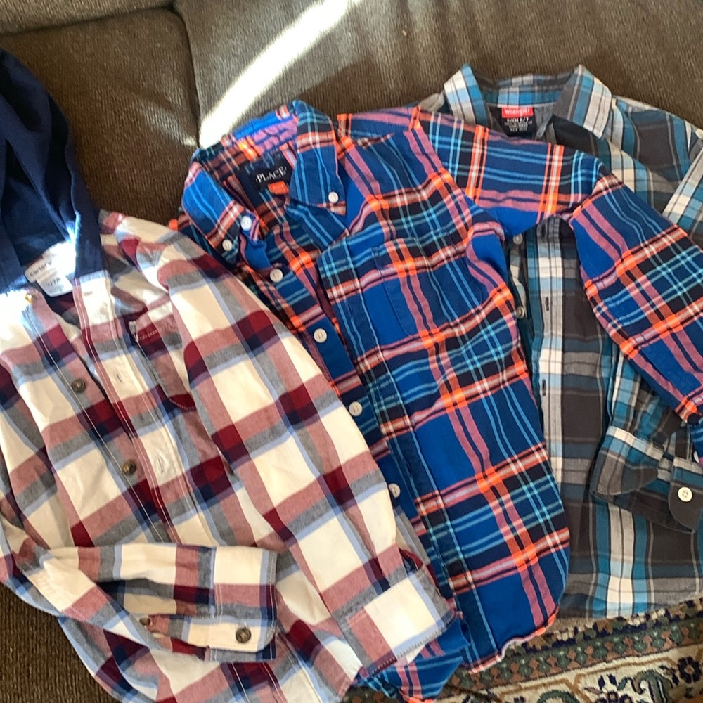 Boys Plaid Shirt Bundle of 3 size 6-7, 7-8